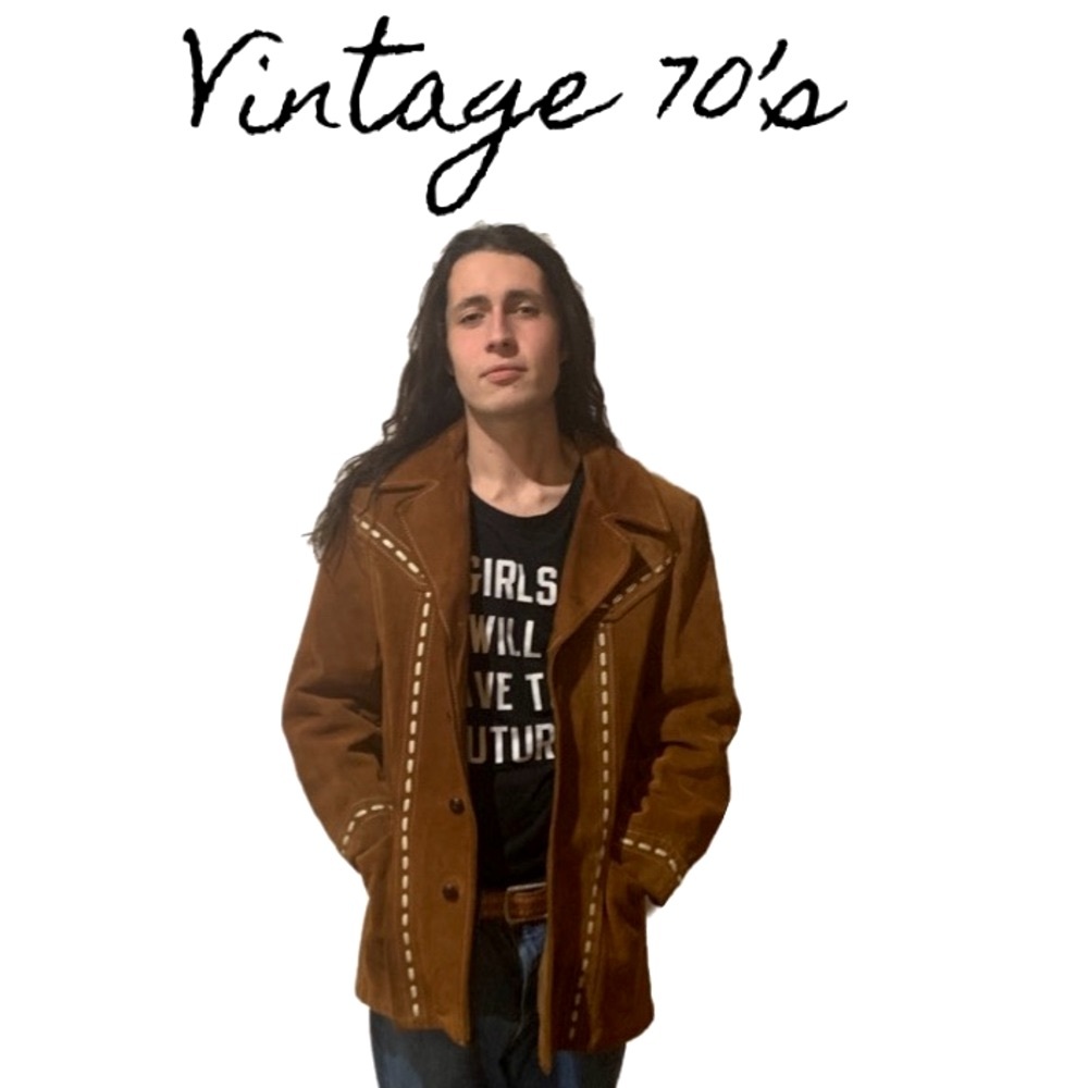 COOL✌️1970’s leather jacket with leather trim size 42